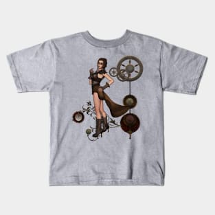 Wonderful steampunk lady Kids T-Shirt